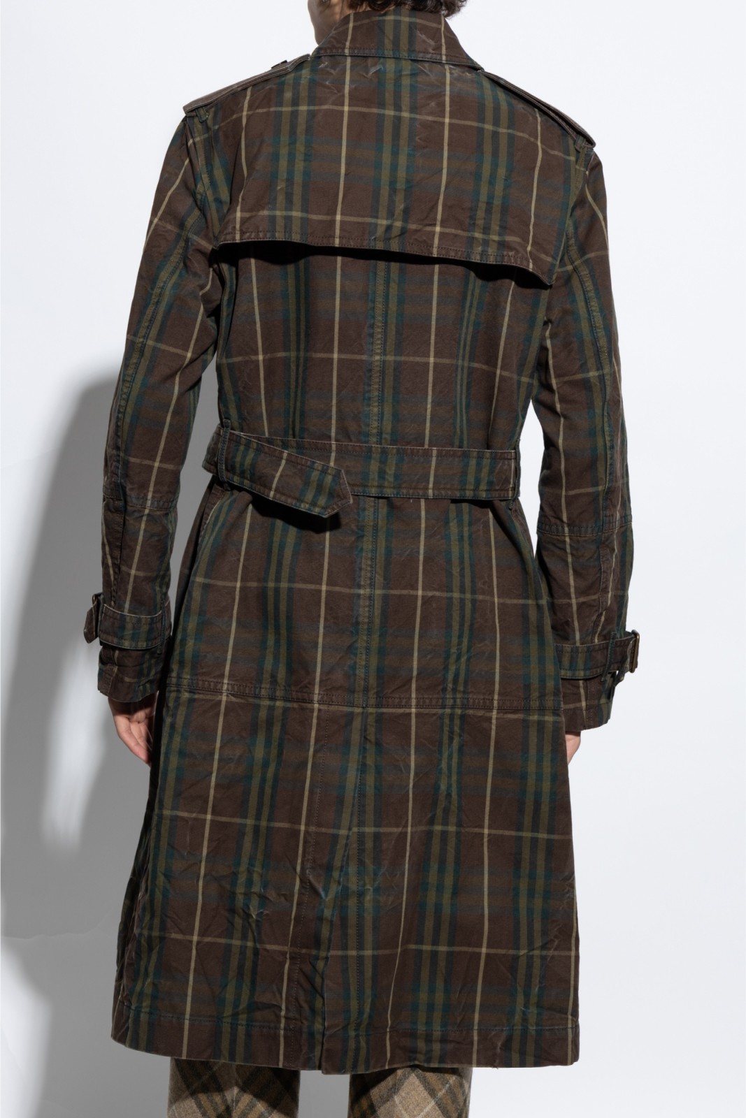 Burberry Cotton Double-Breasted Trench Jacket with Archivio Check - Image 4