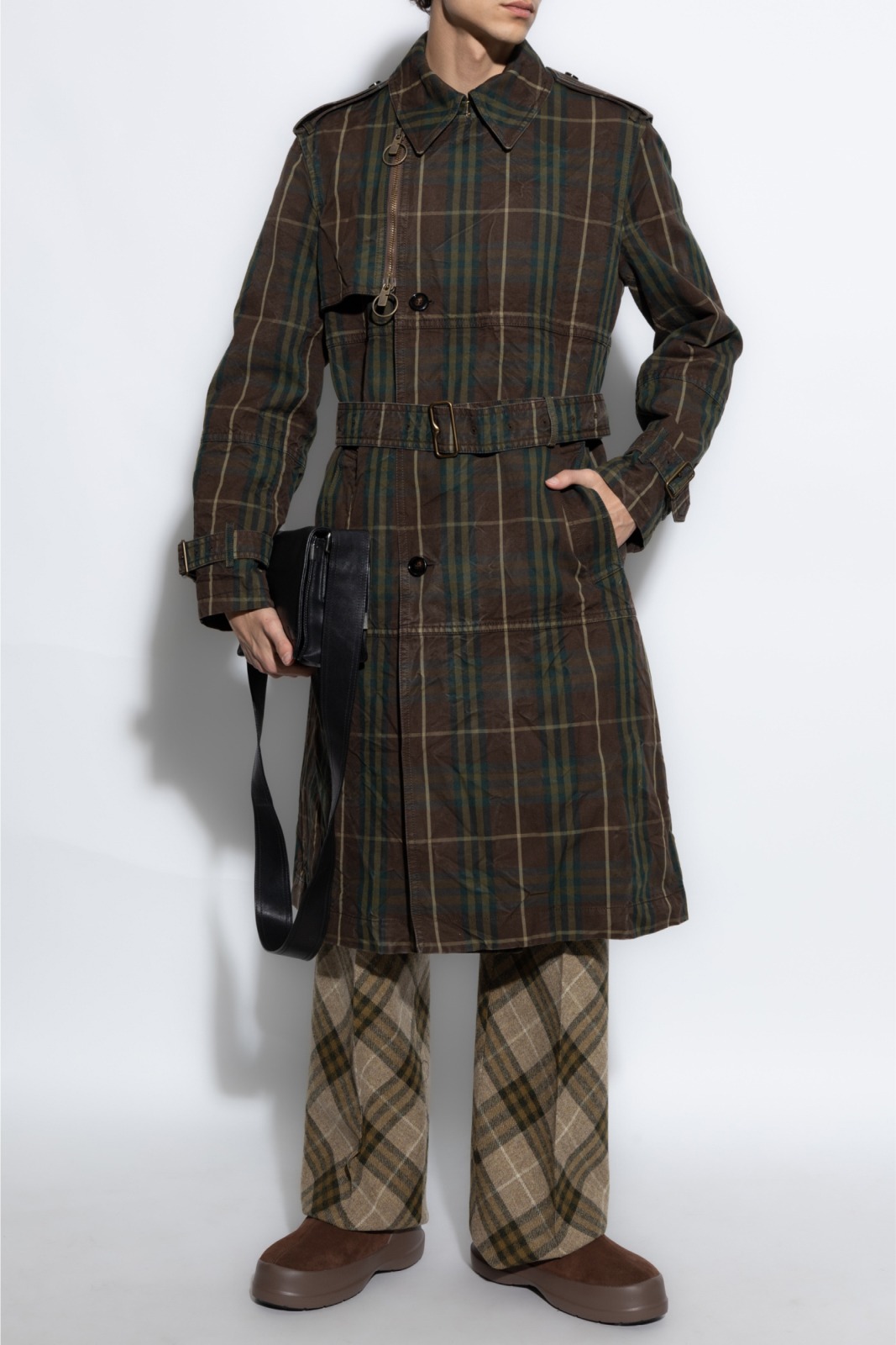 Burberry Cotton Double-Breasted Trench Jacket with Archivio Check - Image 2