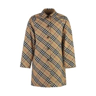 Burberry Cotton Reversible Coat with Iconic Check Pattern