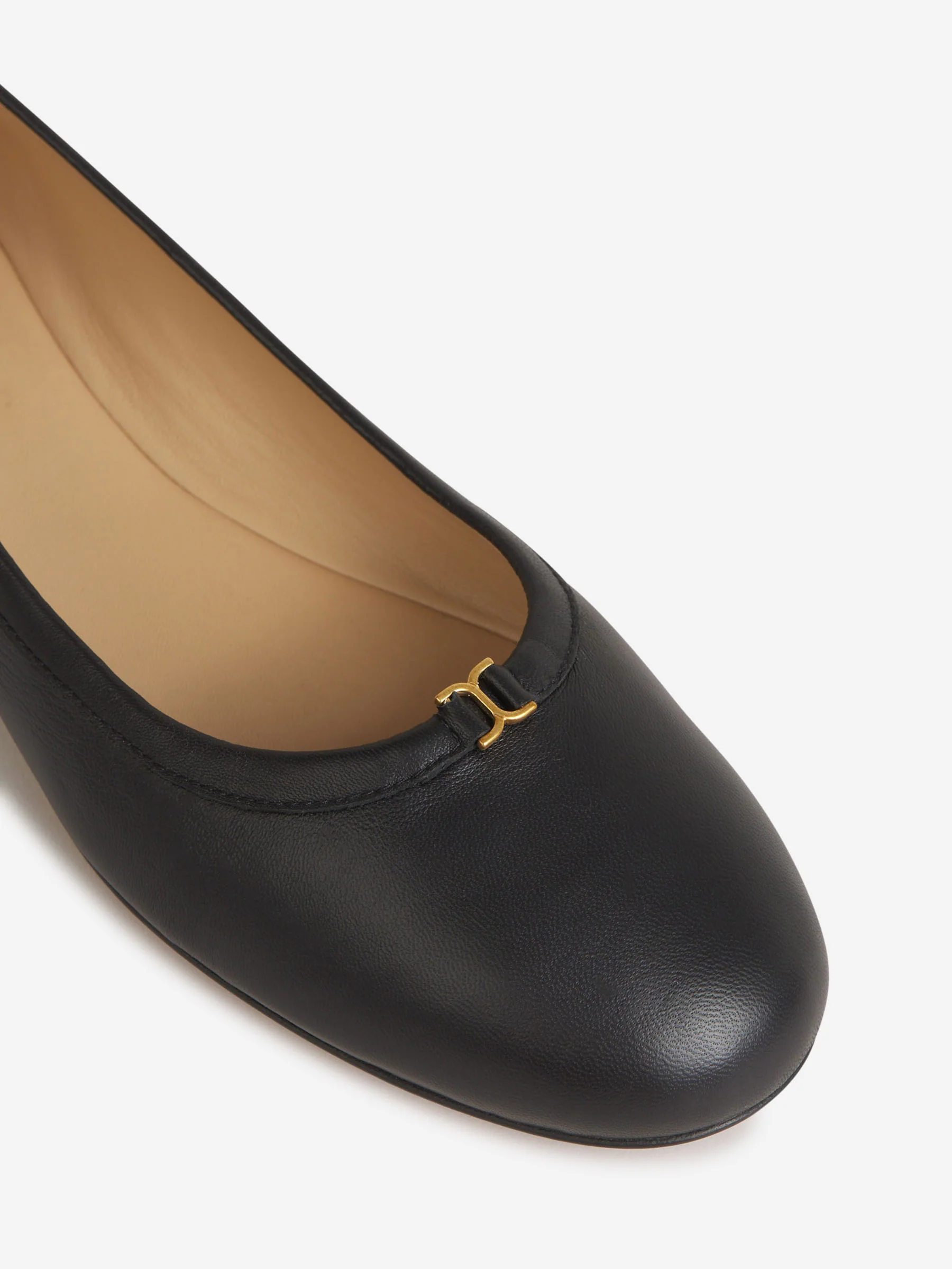 Chloé Calfskin Marcie Ballerinas with Gold-Tone Detail - Image 6