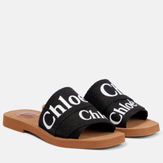 Chloé Cotton Woody Flat Sandals with Signature Double Fabric Band