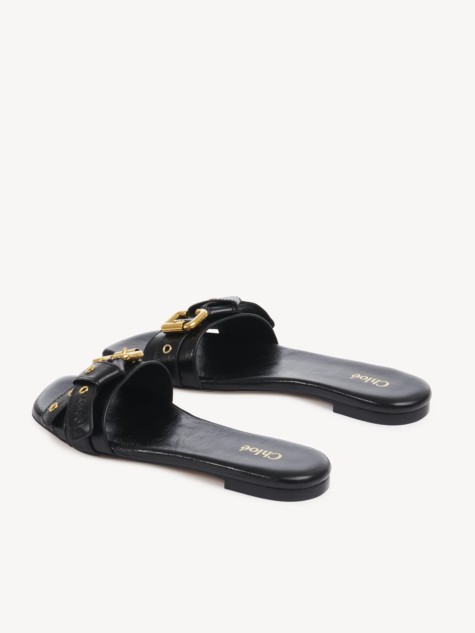 Chloé Leather Mae Sandals with Paddington Buckle - Image 3