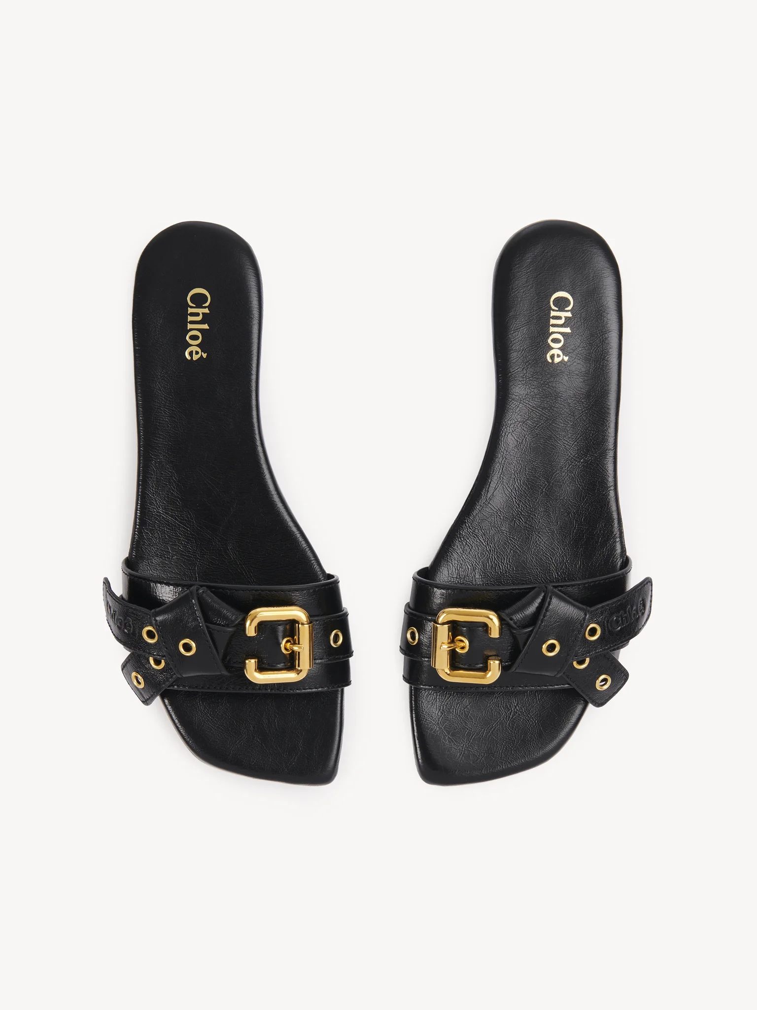 Chloé Leather Mae Sandals with Paddington Buckle - Image 4