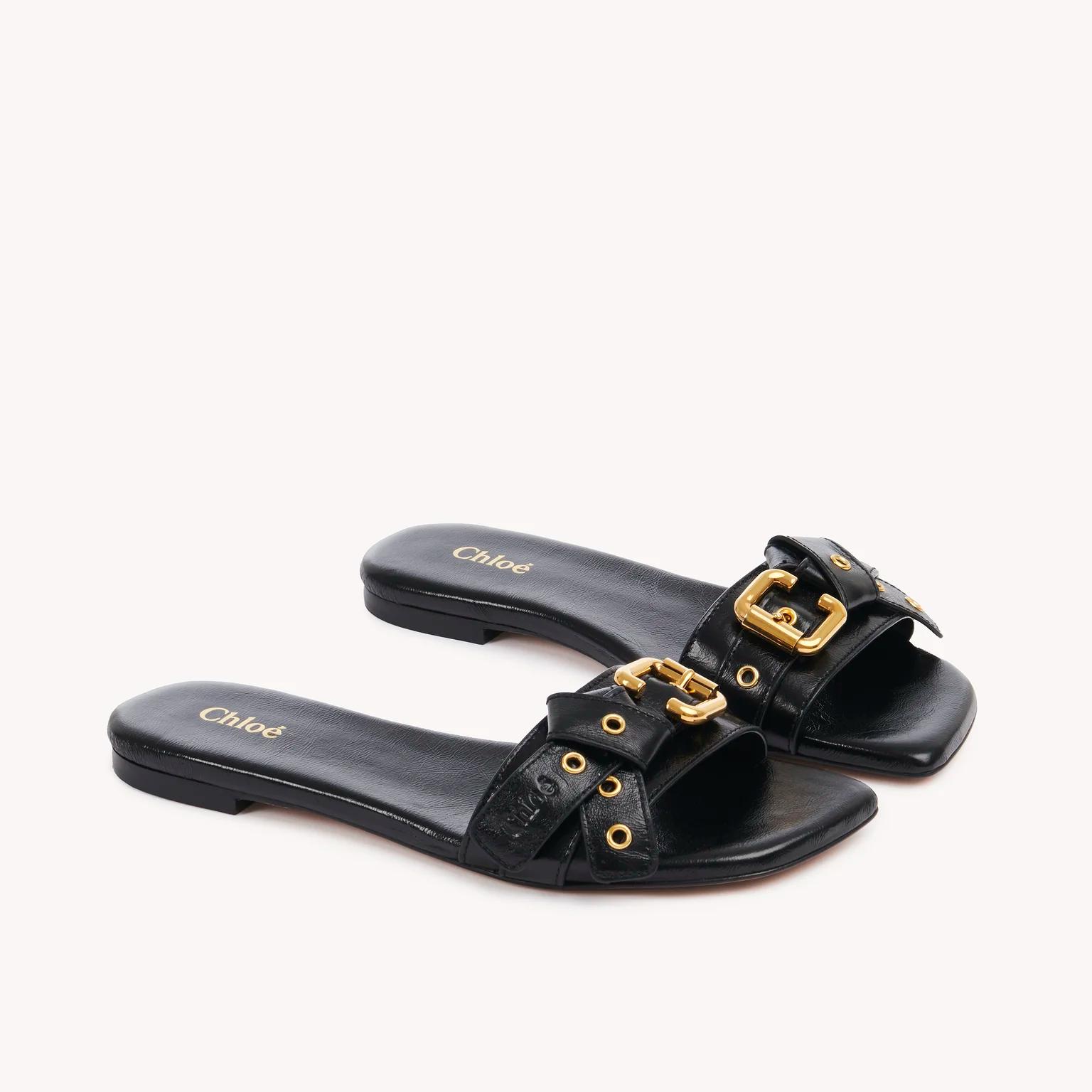 Chloé Leather Mae Sandals with Paddington Buckle