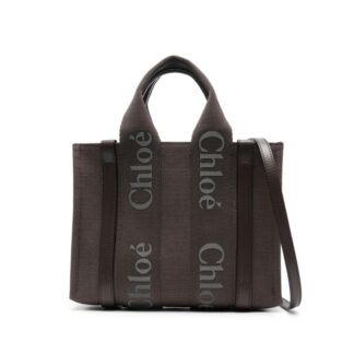 Chloé Woody Linen Handbag with Leather Accents