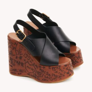 Chloé Leather Maxime Wedge Sandals