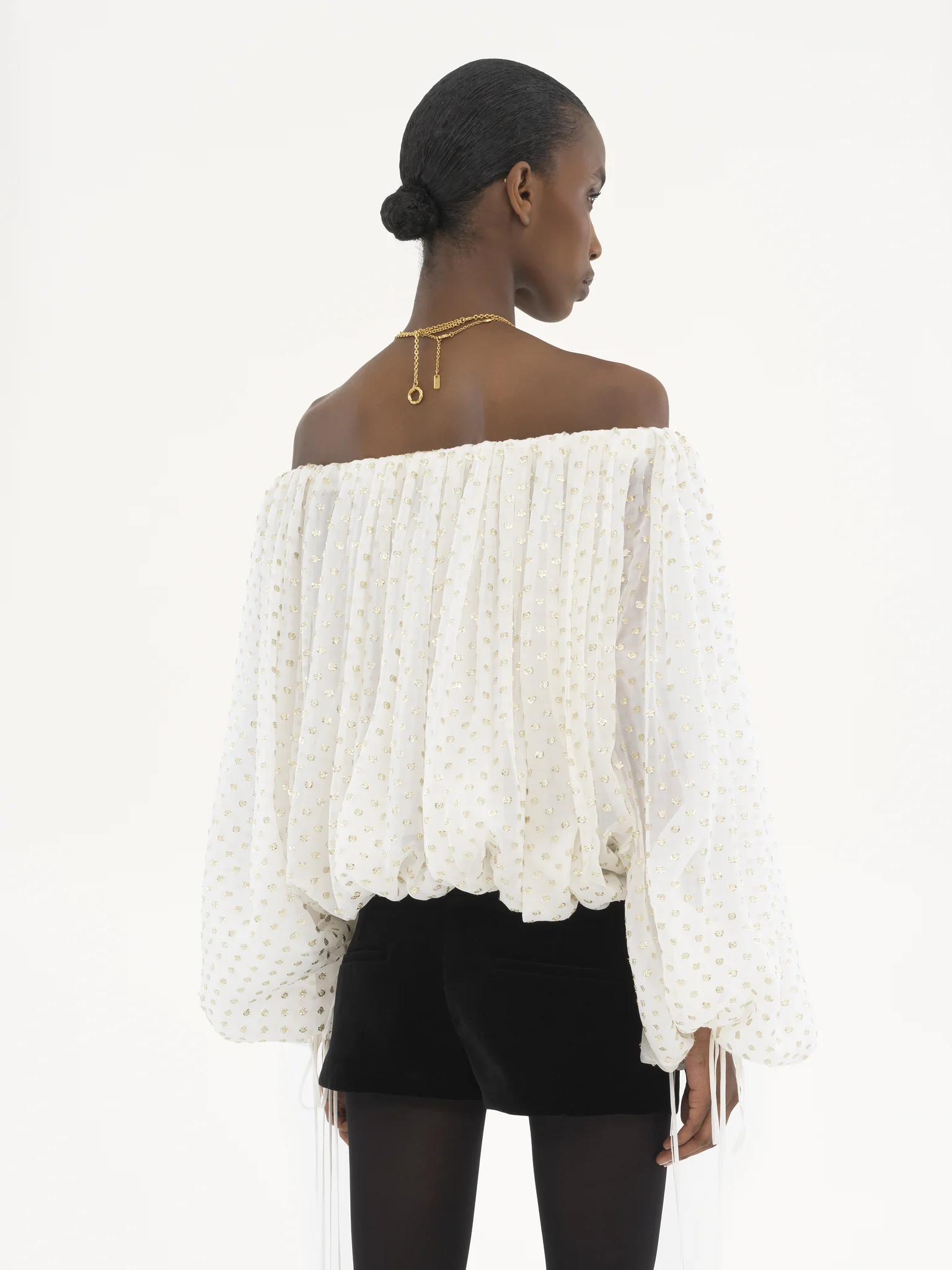 Chloé Off-Shoulder Balloon Sleeve Shirt - Image 3
