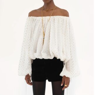 Chloé Off-Shoulder Balloon Sleeve Shirt
