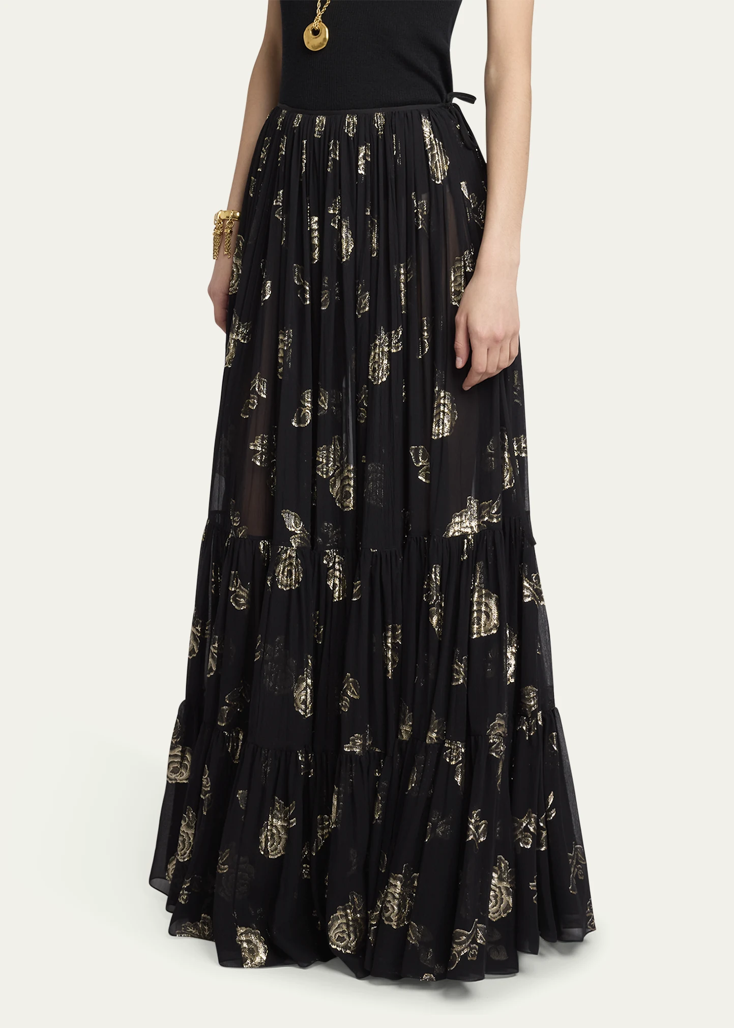 Chloé Silk Skirt with Floral Pattern and Underskirt - Image 2