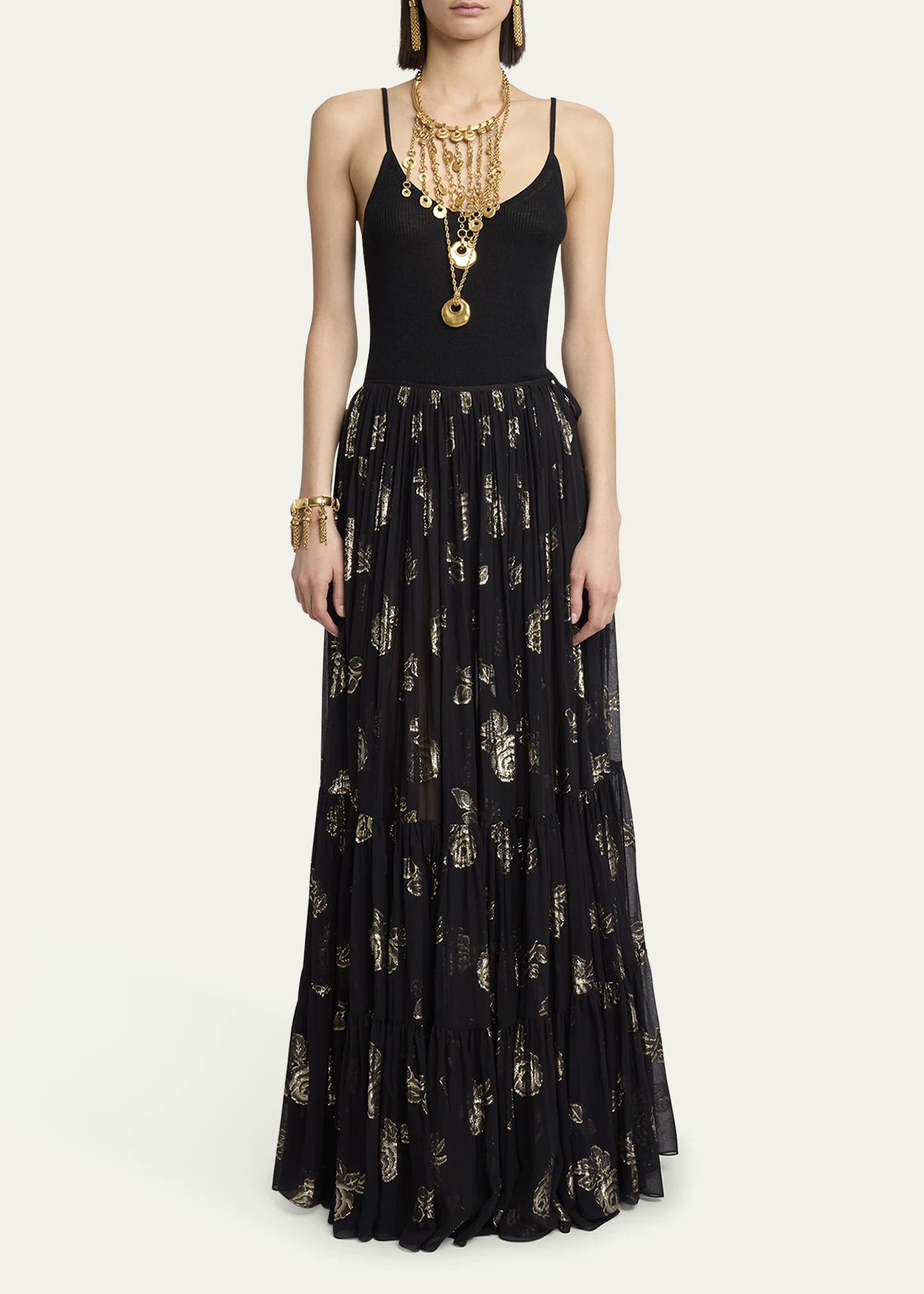 Chloé Silk Skirt with Floral Pattern and Underskirt - Image 3