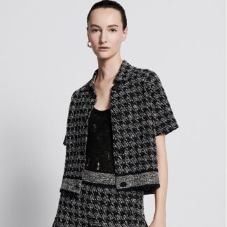 Dior Pied-de-poule Cropped Tweed Jacket