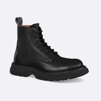 Dior Black Buffaloo Leather Ankle Boots