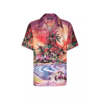 Dolce & Gabbana Vibrant Tropical Print Short Sleeve Cotton Shirt