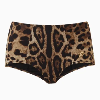 Dolce & Gabbana Leopard One-Piece Swimsuit with Gold Logo Plaque