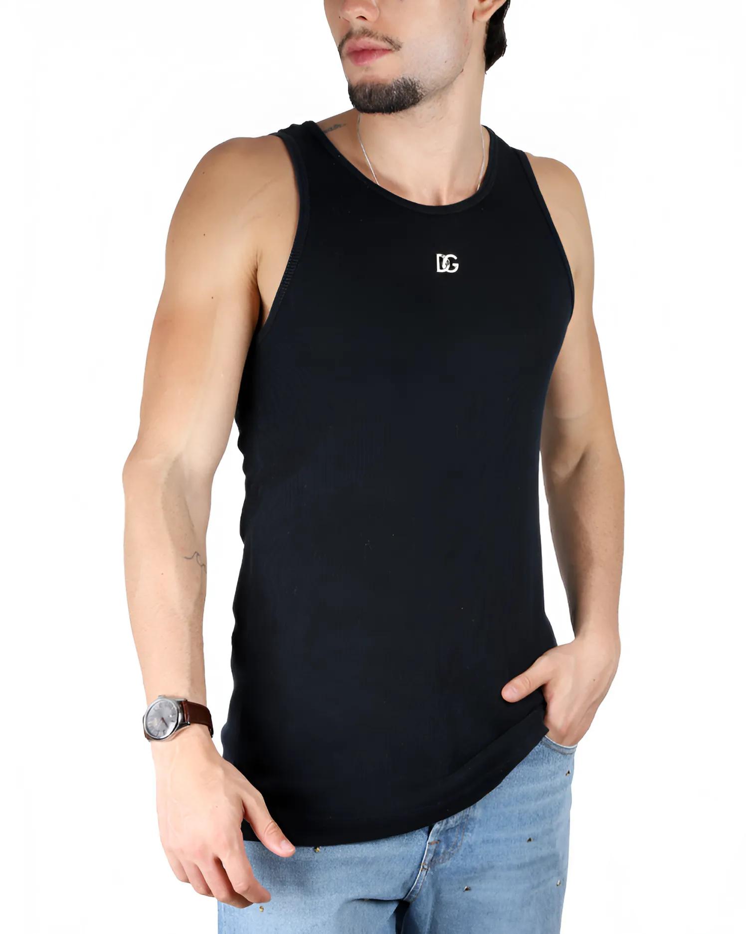 Dolce & Gabbana Cotton Top with Iconic Logo Plaque - Image 5