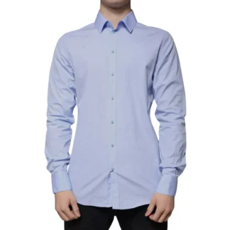 Dolce & Gabbana SICILIA Slim Fit Light Blue Cotton Blend Dress Shirt