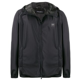 Dolce & Gabbana Men's Black Windproof Jacket with Logo