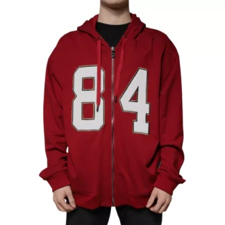 Dolce & Gabbana Red Hooded Full Zip Sweatshirt