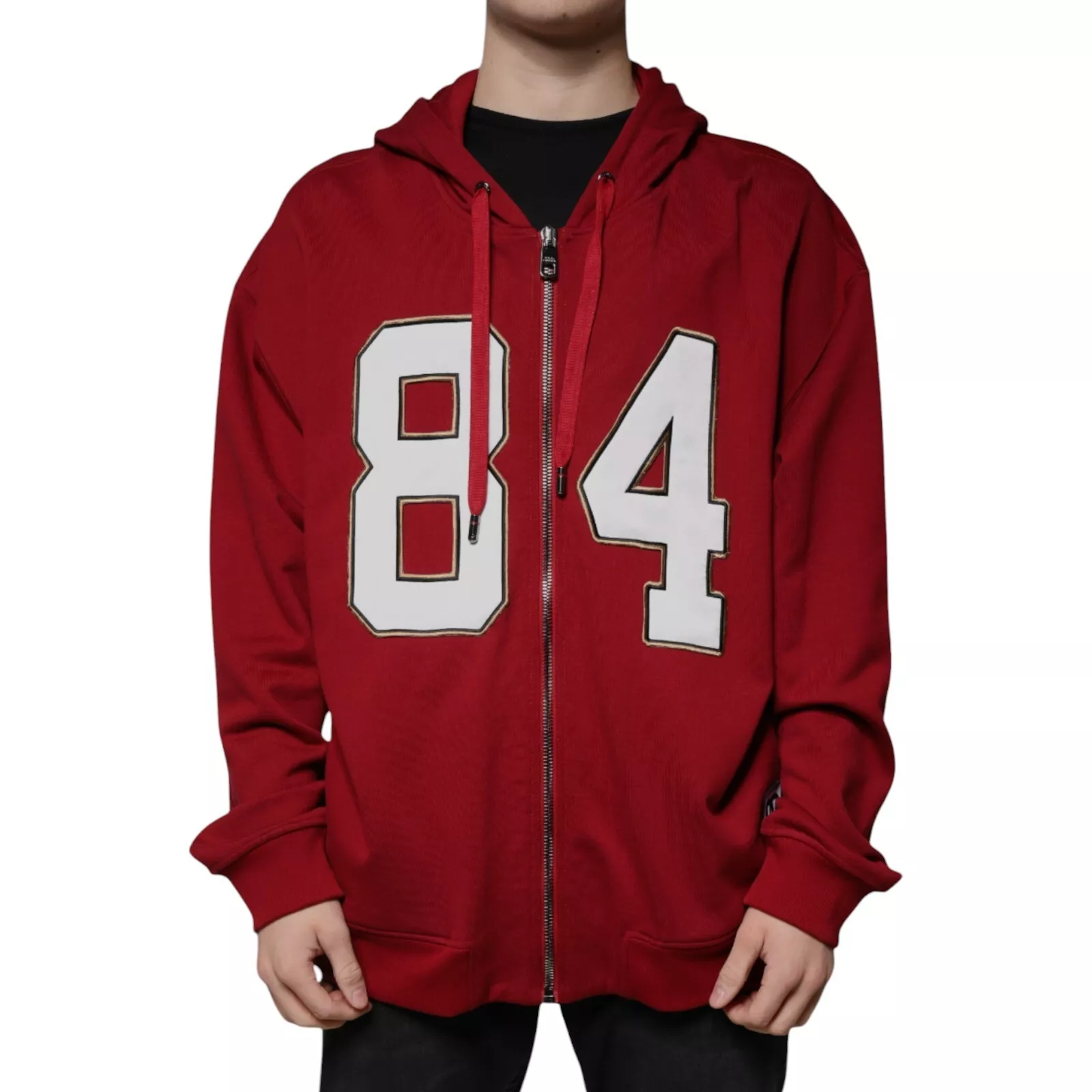 Dolce & Gabbana Red Hooded Full Zip Sweatshirt