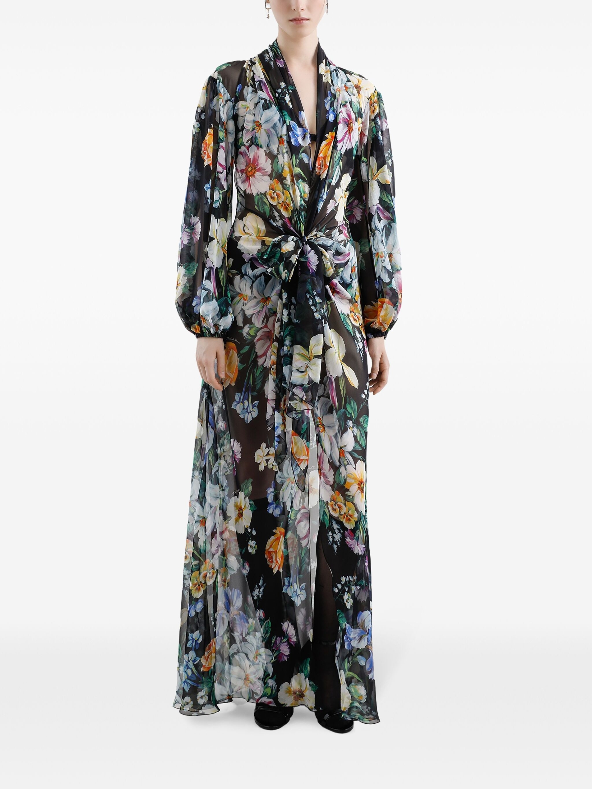 Dolce & Gabbana Long Flower Chiffon Dress - Image 2