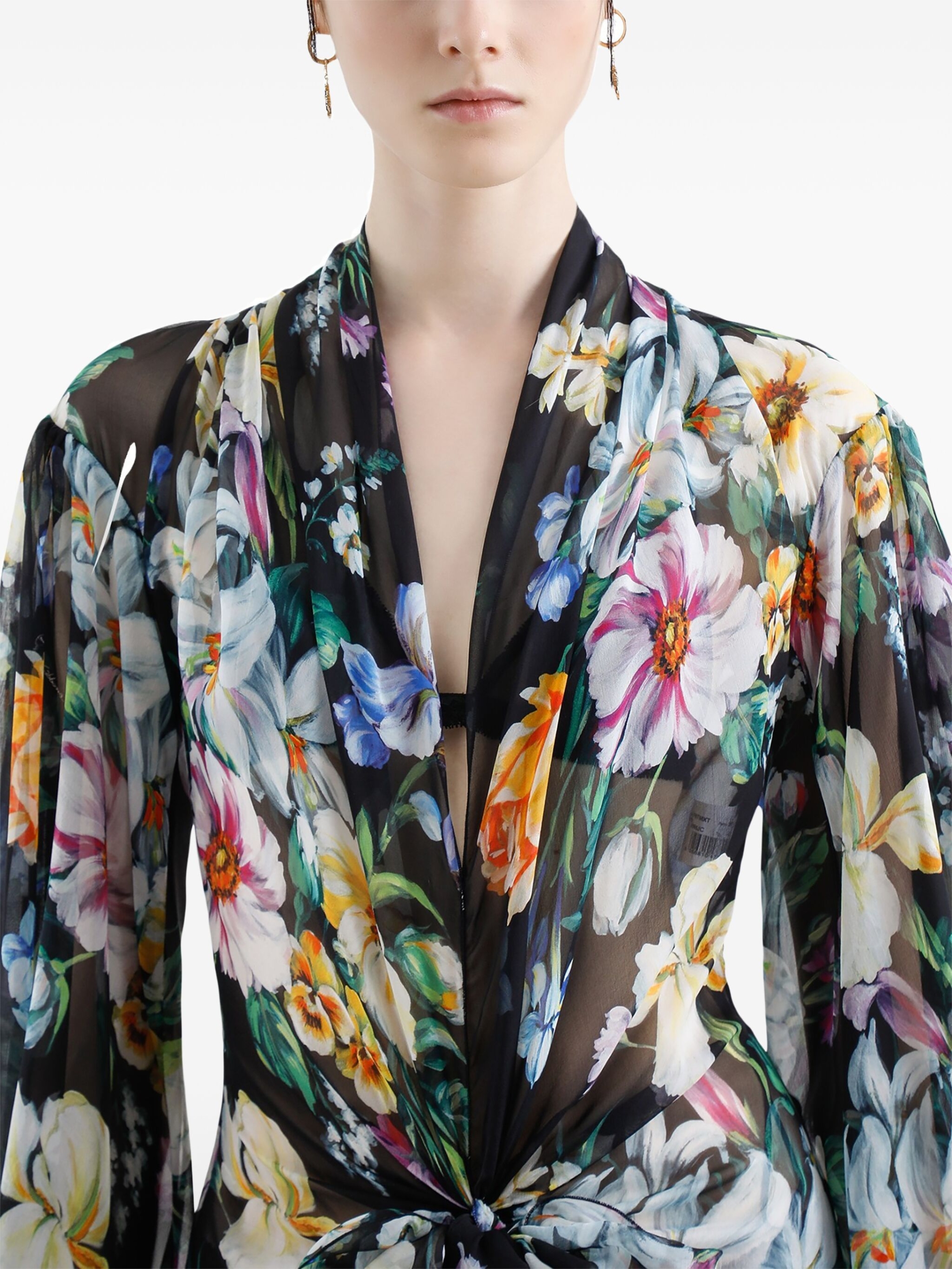 Dolce & Gabbana Long Flower Chiffon Dress - Image 5