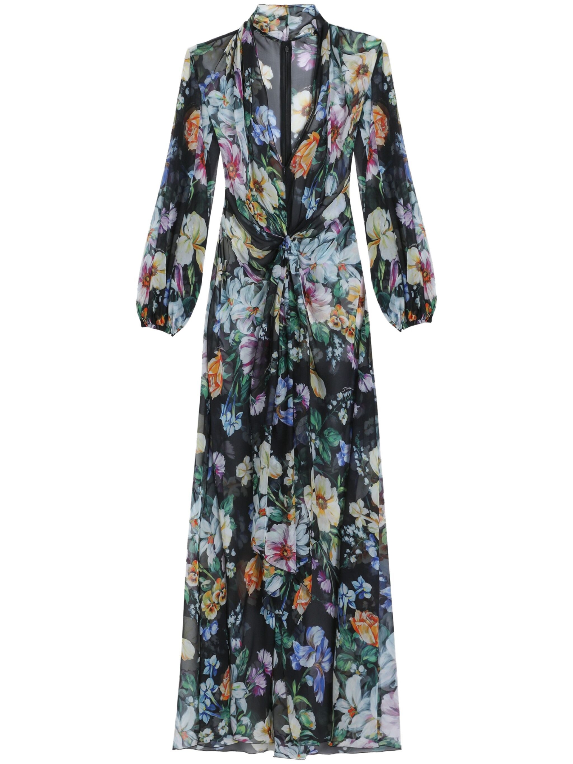 Dolce & Gabbana Long Flower Chiffon Dress - Image 7