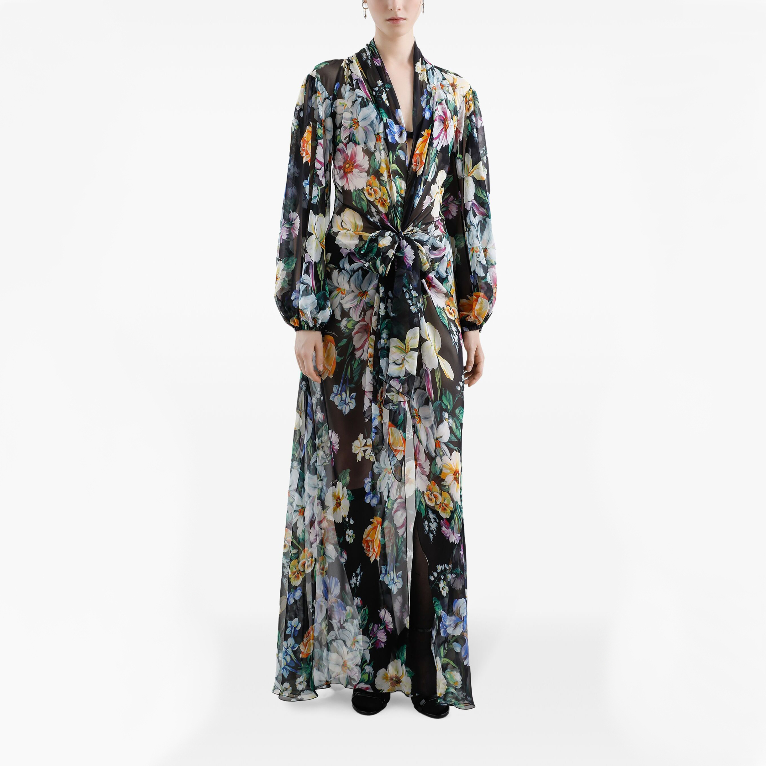 Dolce & Gabbana Long Flower Chiffon Dress