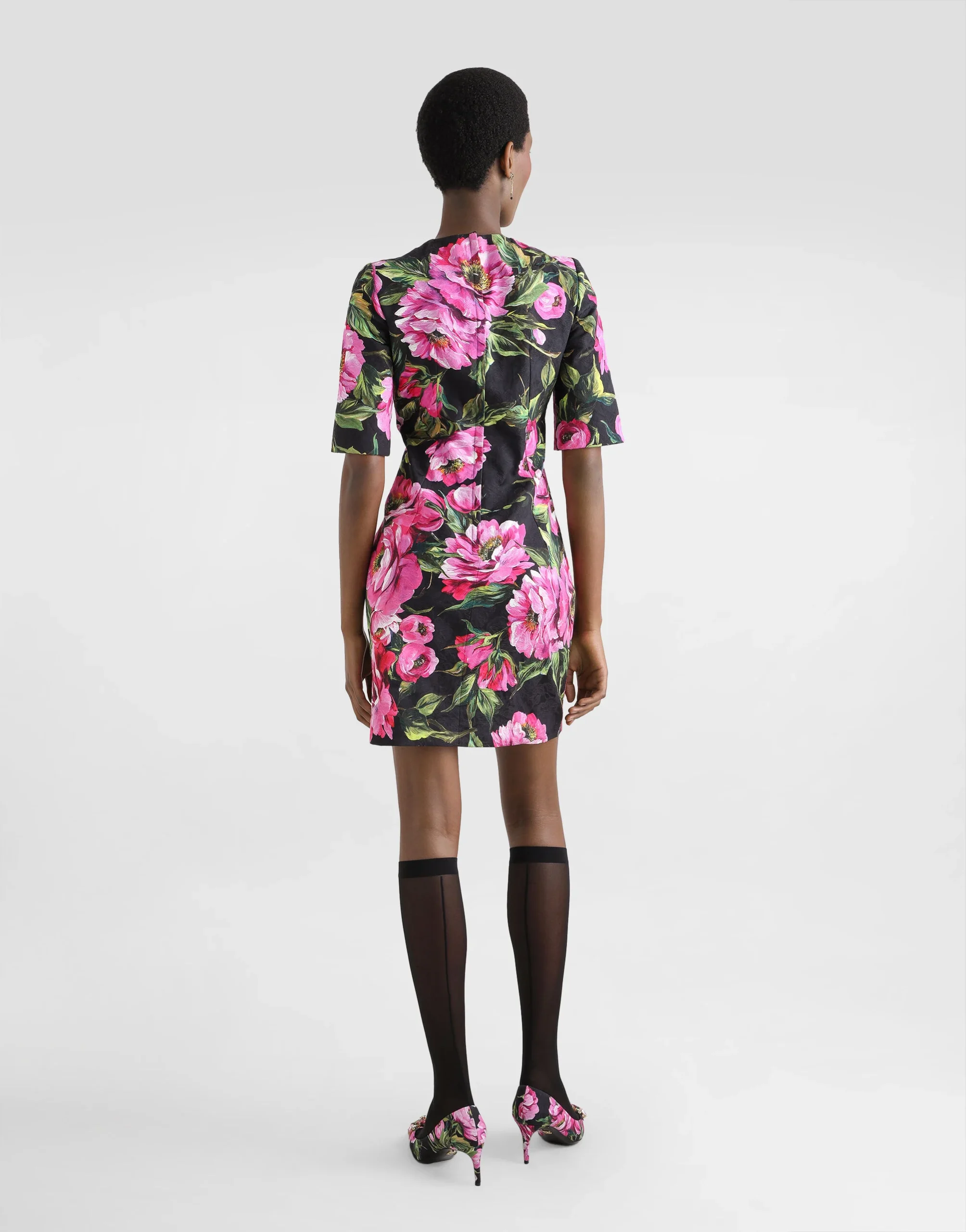 Dolce & Gabbana Peony Print Mini Dress - Image 3