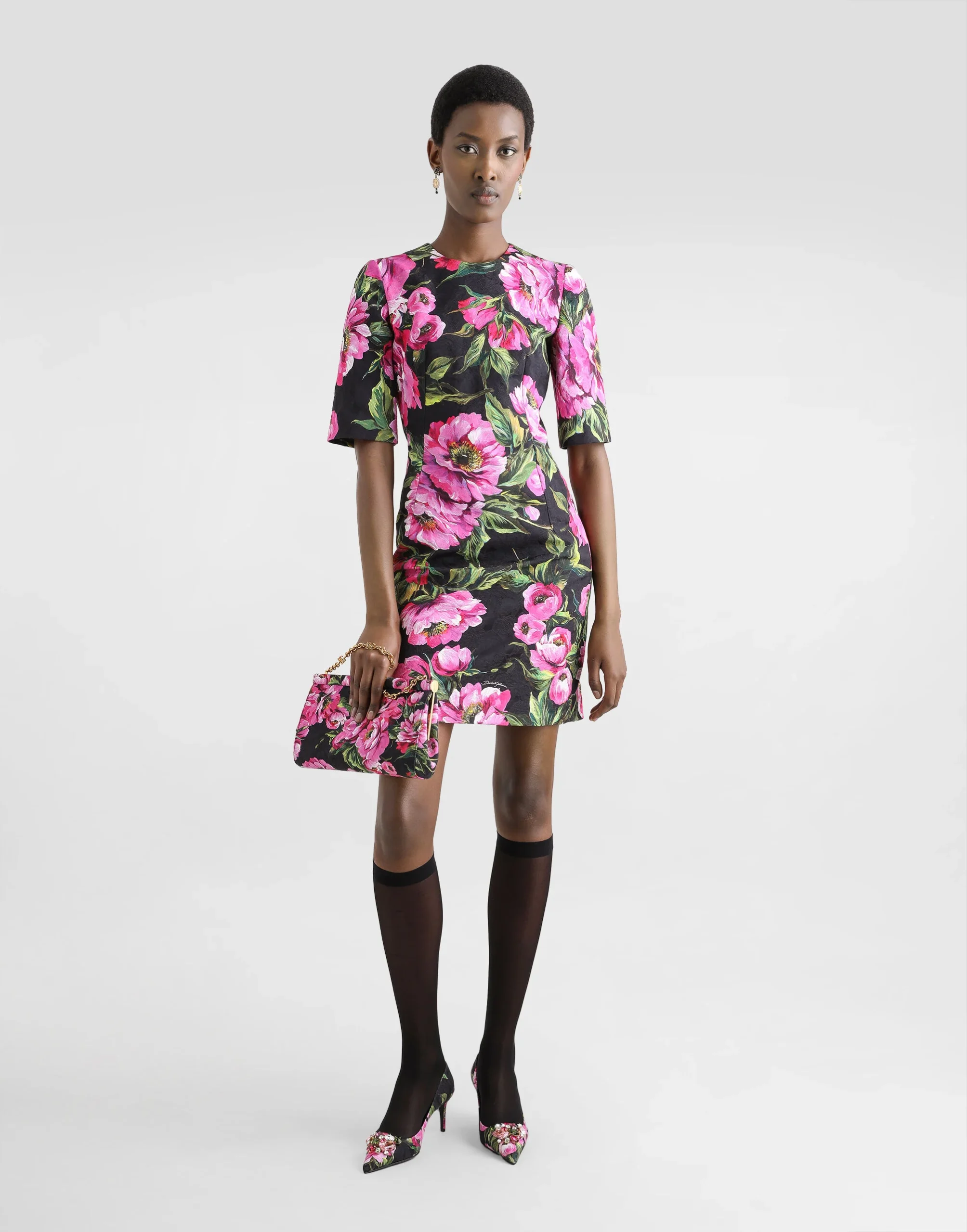 Dolce & Gabbana Peony Print Mini Dress - Image 2