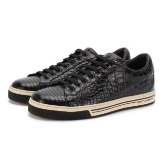 Dolce & Gabbana Black Caiman Leather Low-Top Sneakers