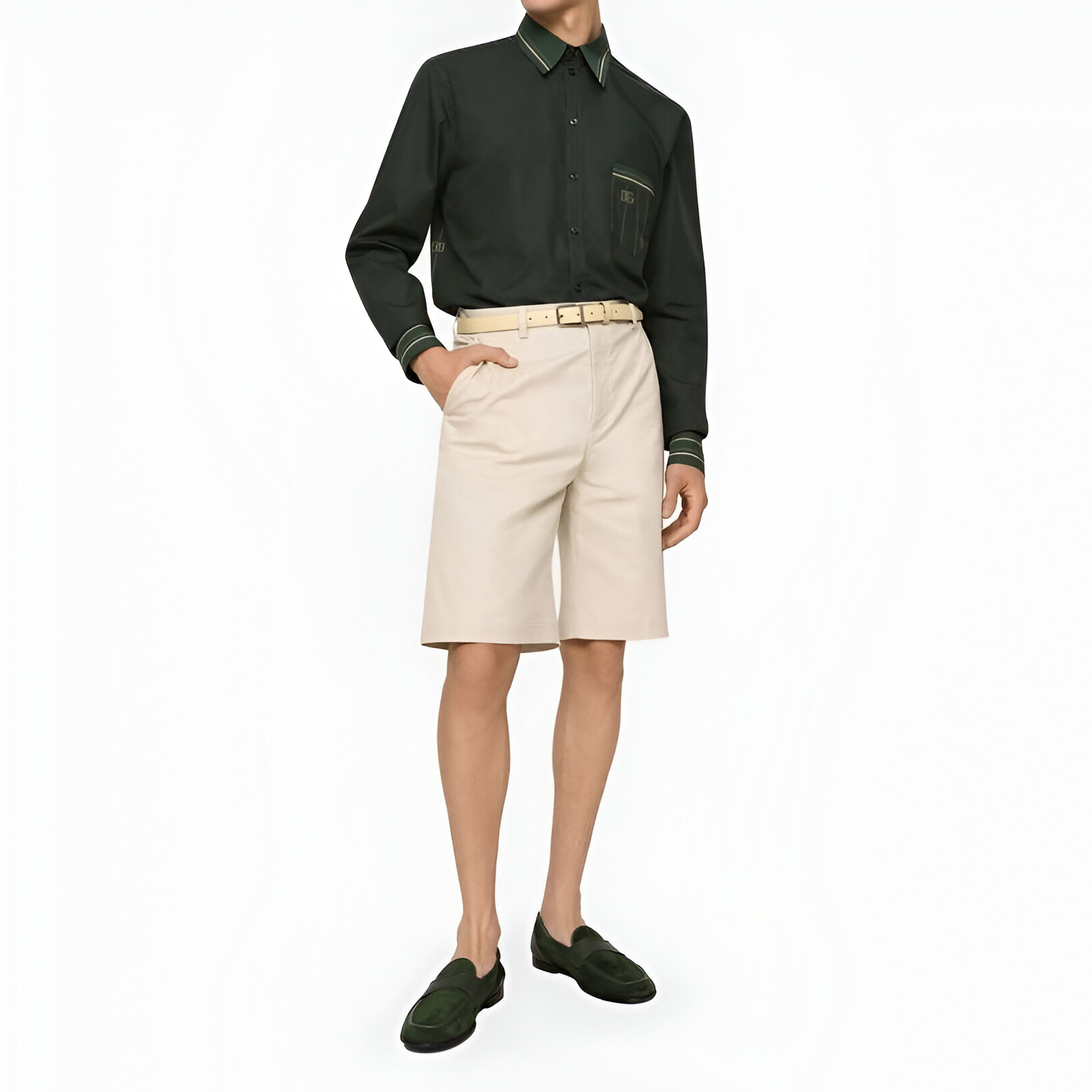 Dolce & Gabbana Martini Green Logo Print Button Down Shirt - Image 4