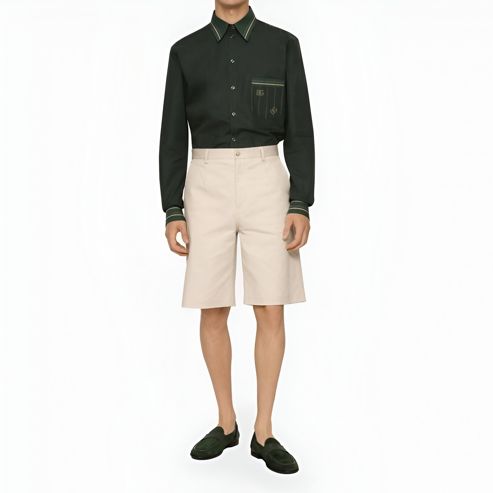 Dolce & Gabbana Martini Green Logo Print Button Down Shirt - Image 3