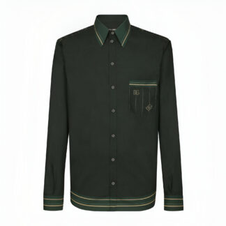 Dolce & Gabbana Martini Green Logo Print Button Down Shirt