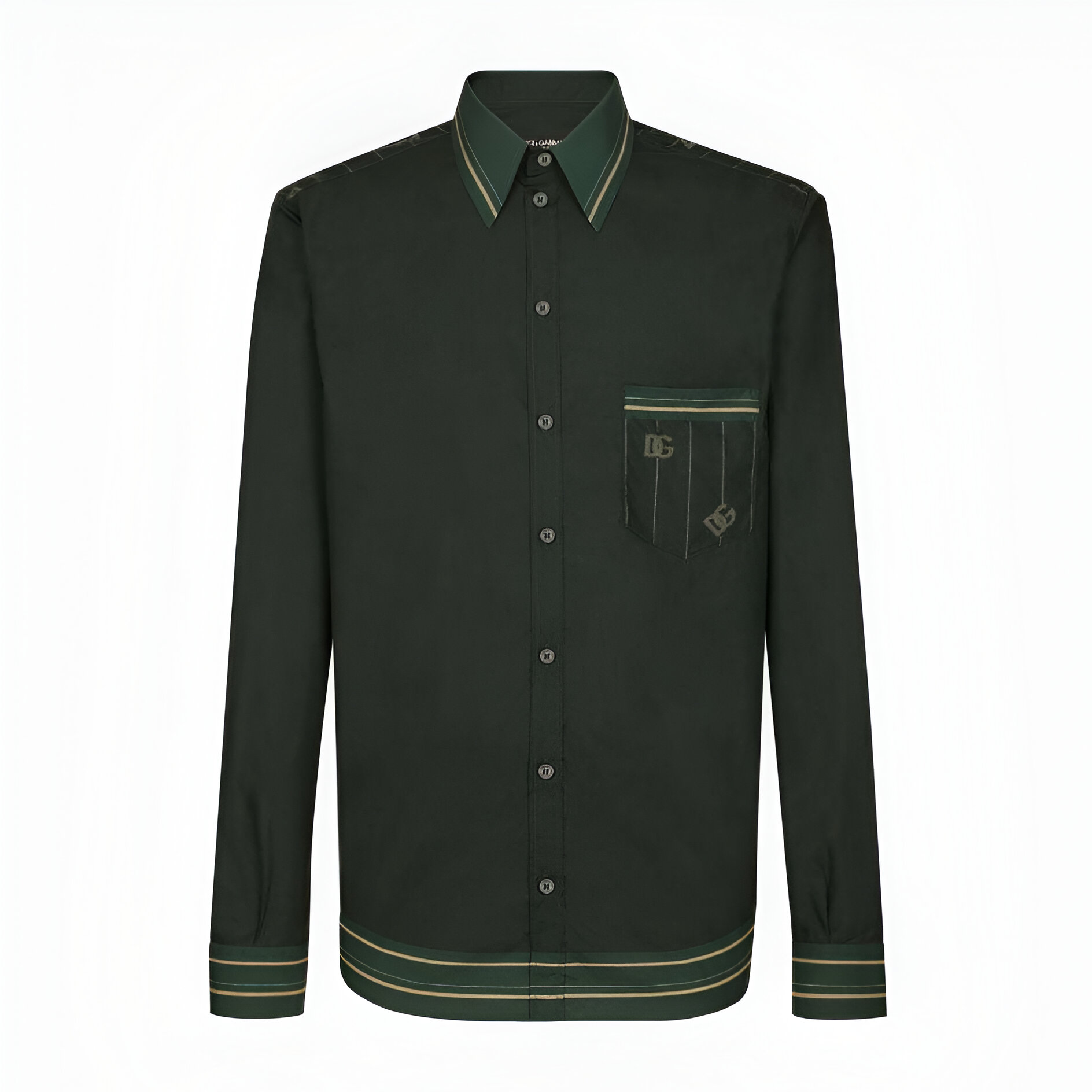 Dolce & Gabbana Martini Green Logo Print Button Down Shirt