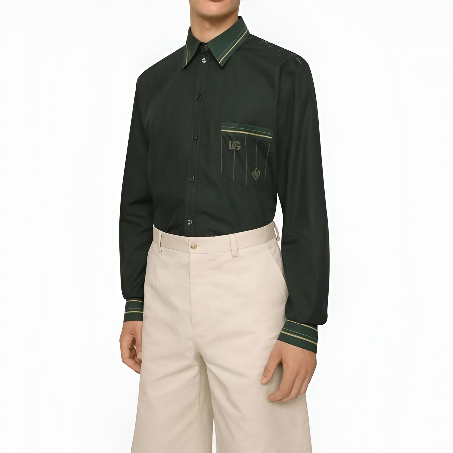 Dolce & Gabbana Martini Green Logo Print Button Down Shirt - Image 2