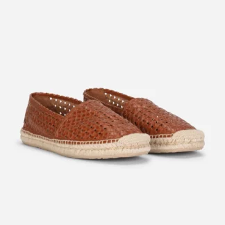 Dolce & Gabbana Maroon Woven Leather Men Espadrille Shoes