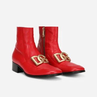 Dolce & Gabbana Men's Red Leather Chelsea Ankle Boot