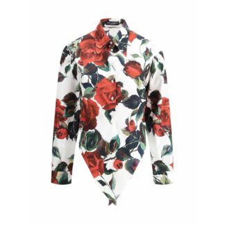Dolce & Gabbana Asymmetrical Rose Print Shirt – Elegant Floral Design