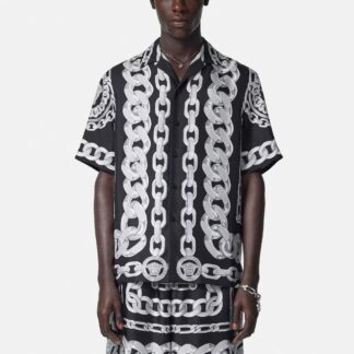 Dolce & Gabbana Silk Medusa Shirt - Short Sleeve Cuban Collar Style