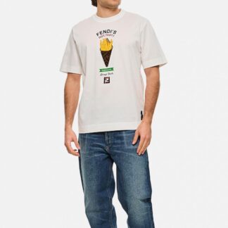 Fendi Monogram Cotton T-Shirt with Potato Chip Patch
