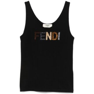 Fendi Women's Monogram Rhinestone Cotton Top