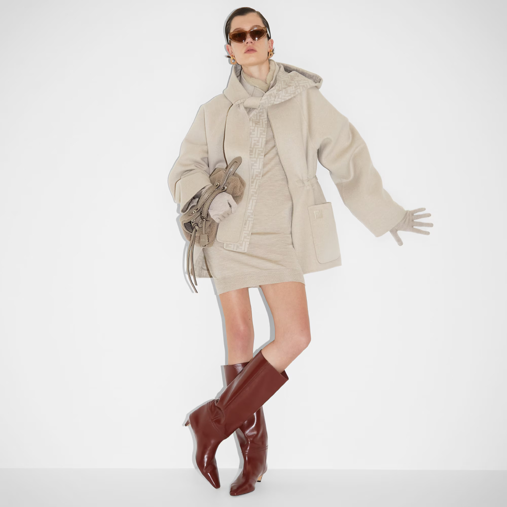 Fendi Wool Coat with Removable Hood and Scarf - Image 2