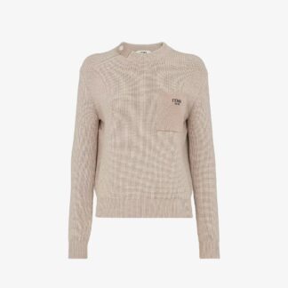 Fendi Ribbed Virgin Wool Sweater with Monogram Pocket