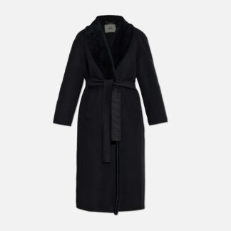 Fendi Virgin Wool Coat with Lamb Fur Detail