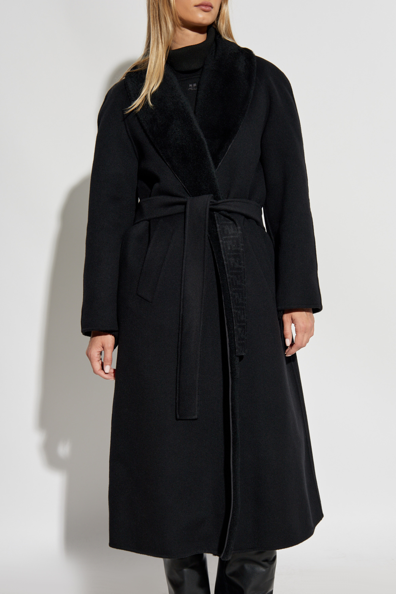 Fendi Virgin Wool Coat with Lamb Fur Detail - Image 2