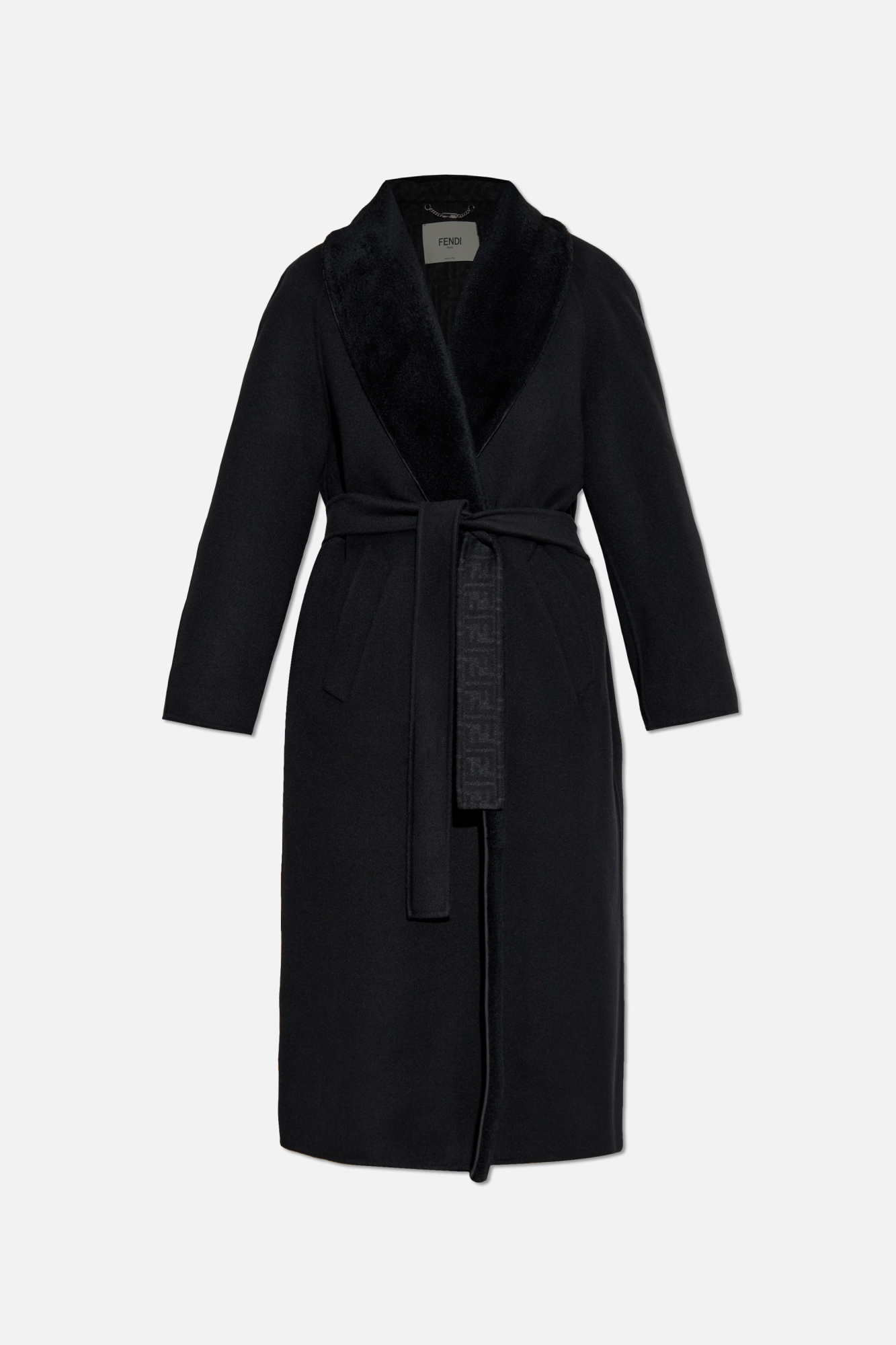 Fendi Virgin Wool Coat with Lamb Fur Detail - Image 6