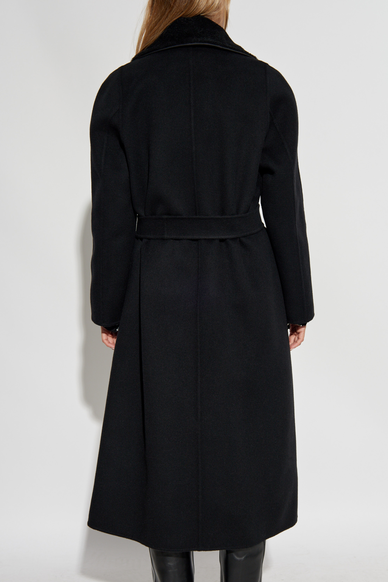 Fendi Virgin Wool Coat with Lamb Fur Detail - Image 4