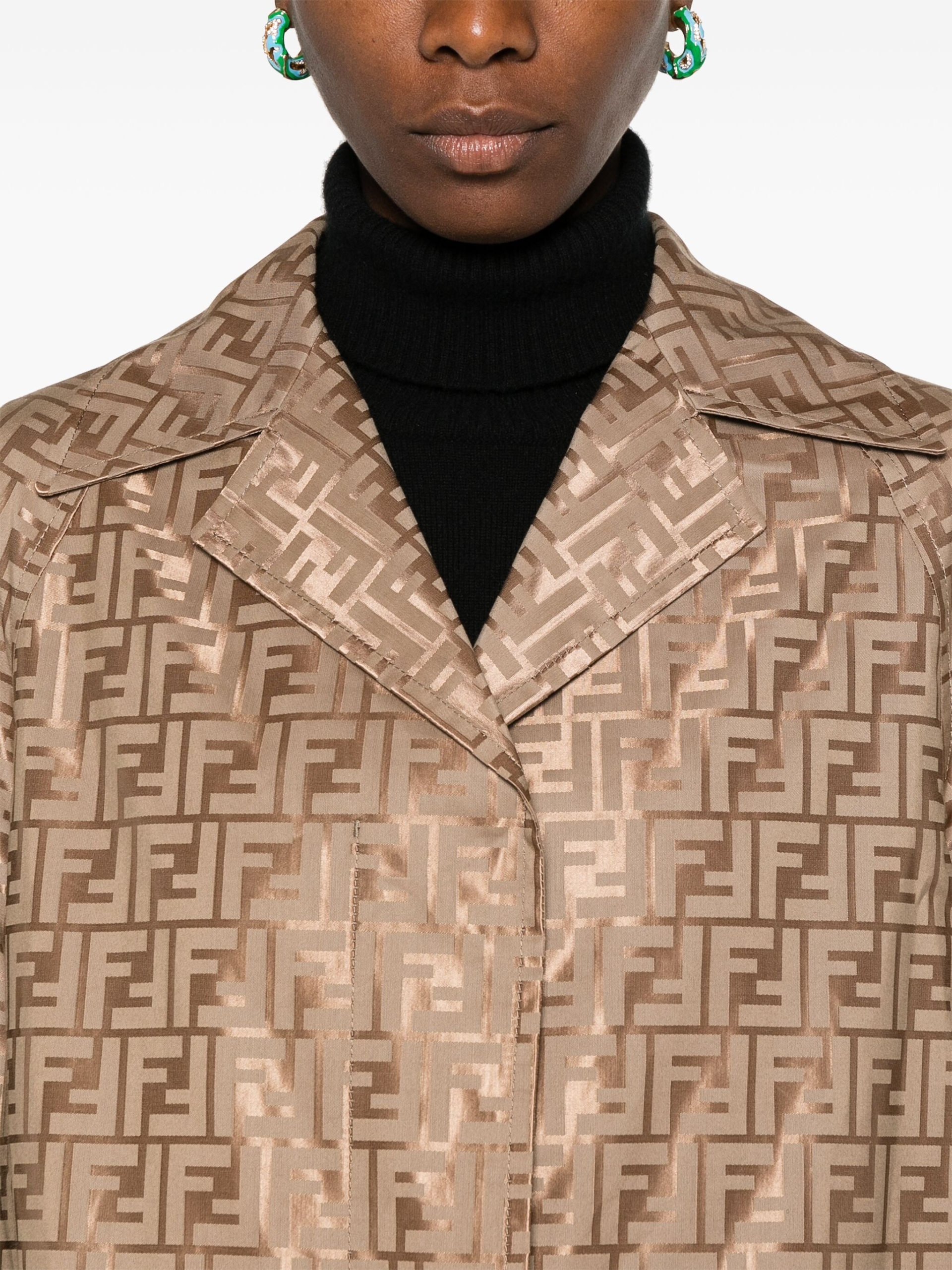 Fendi Cotton Coat with FF Jacquard Weave - Image 5