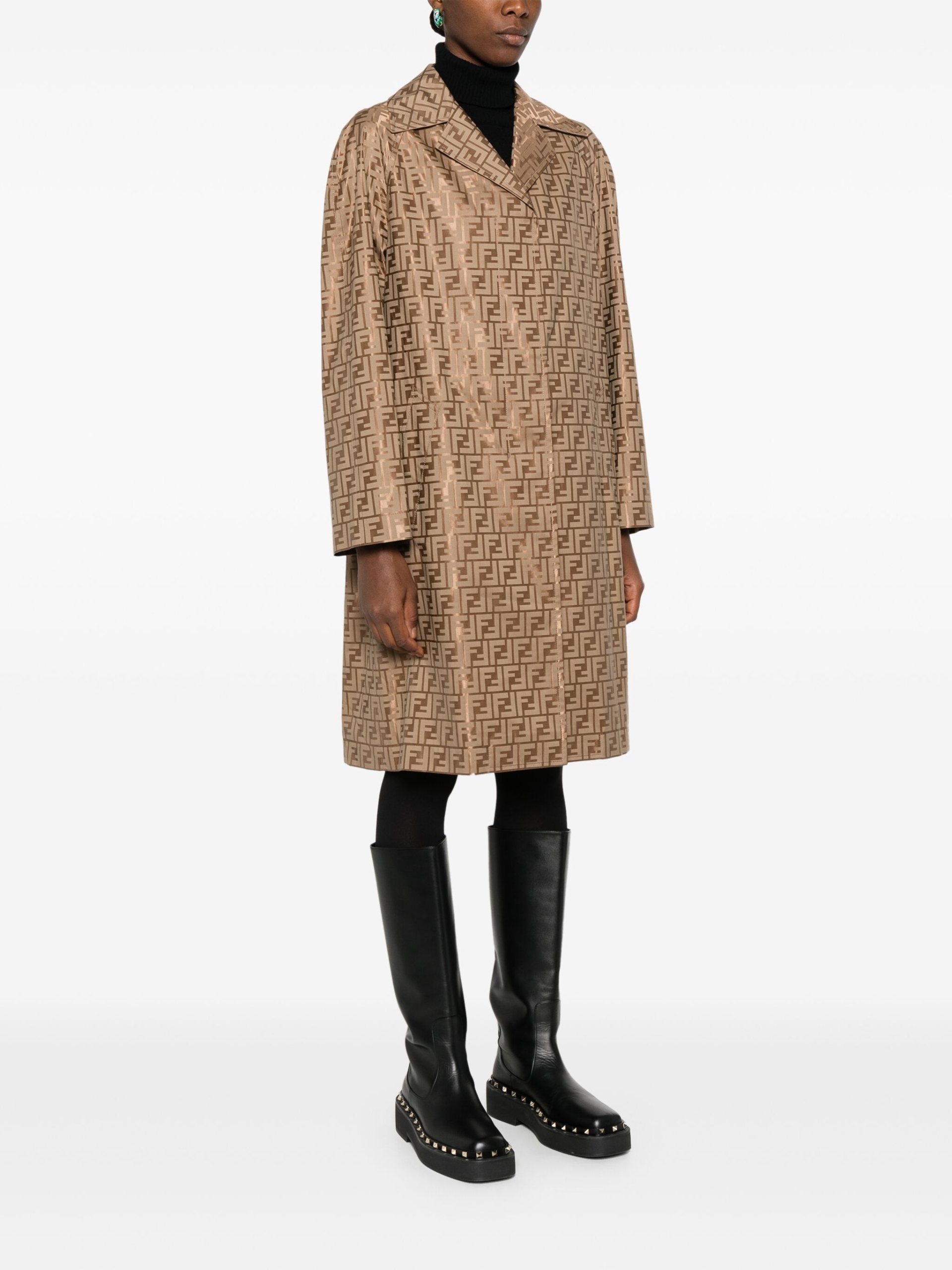Fendi Cotton Coat with FF Jacquard Weave - Image 3