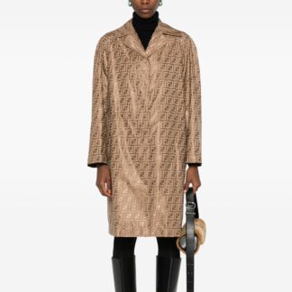 Fendi Cotton Coat with FF Jacquard Weave